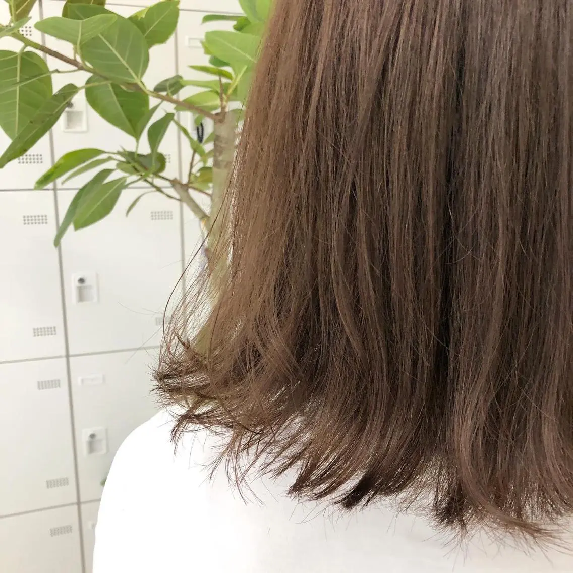 ミディアム カラー レイヤーカット 透明感カラーのヘアスタイル