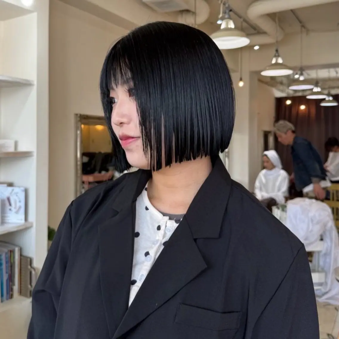 ショート ボブ 韓国風ヘア カット ベージュ/透け感 カラー.nano🎀のヘアスタイル