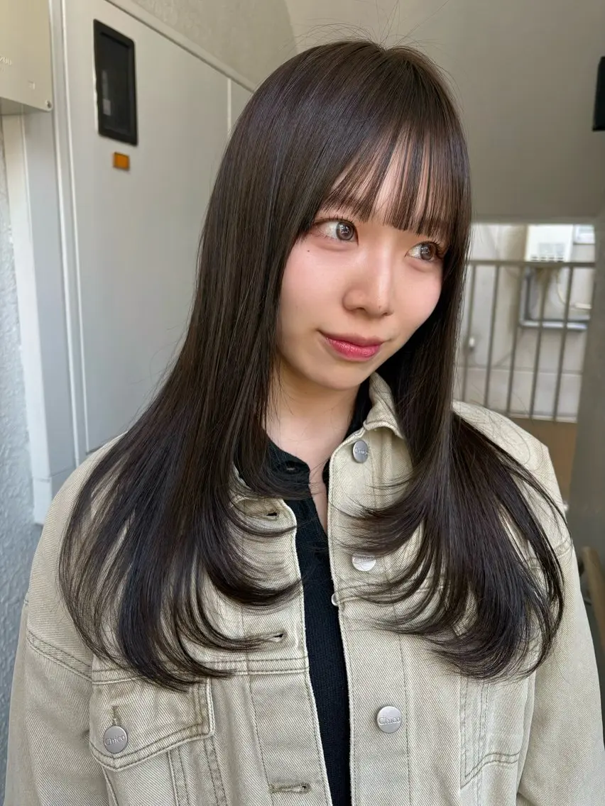 ロング カラー カット ヘアカラー レイヤーカット🍏 オリーブ/ののかのヘアスタイル