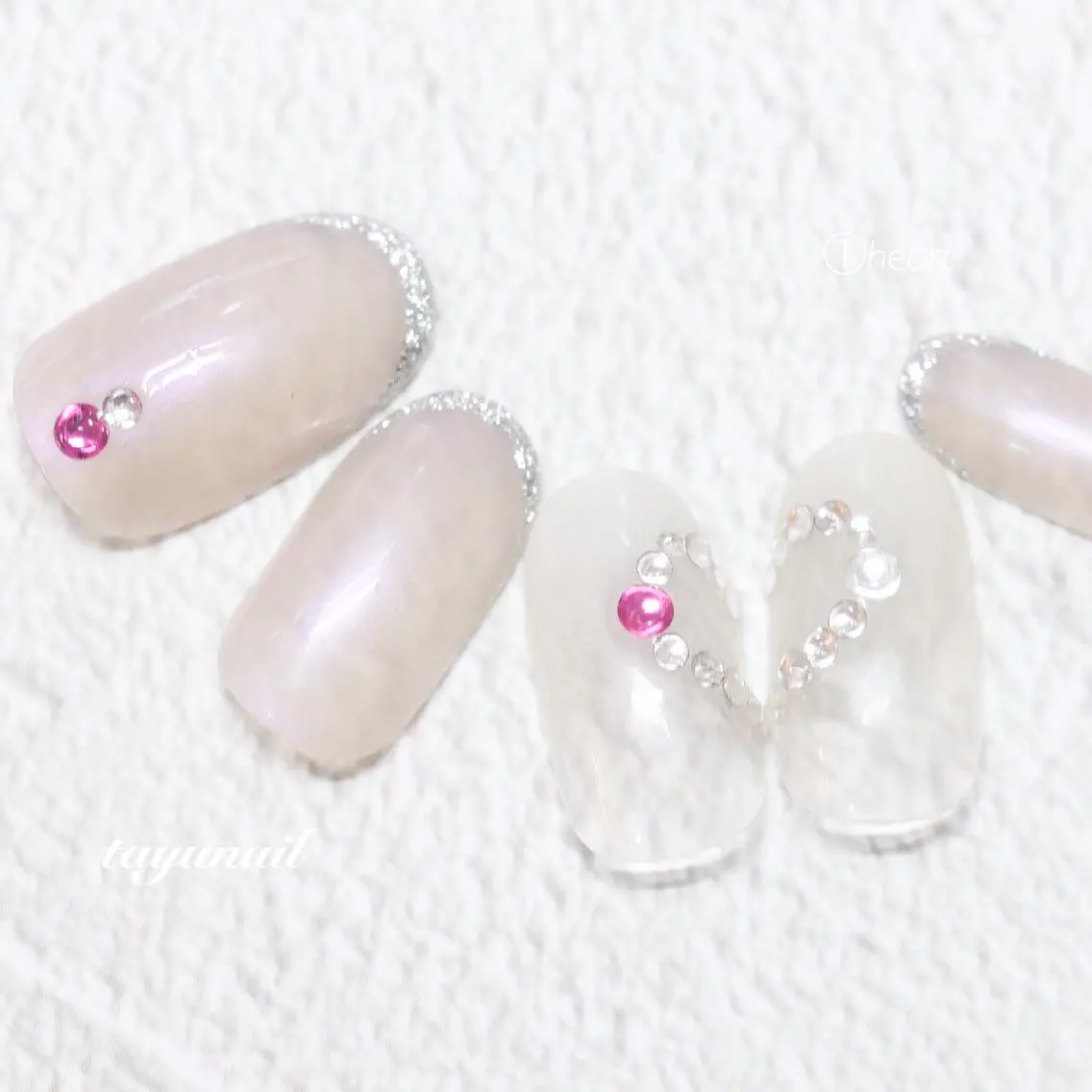 ネイル アートネイル ブルー ジェルネイル ハート キラキラネイル ネイルサロン 【たゆnail】のネイルデザイン