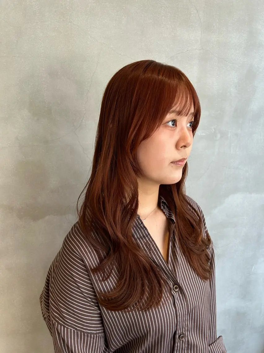 ロング オレンジブラウン ・ nanokaのヘアスタイル