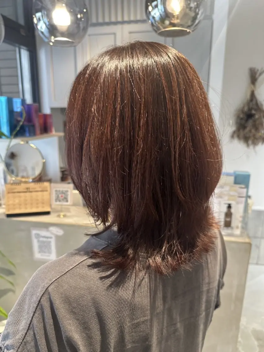 セミロング カラー ヘアカラー トリートメント あまがい はるのヘアスタイル