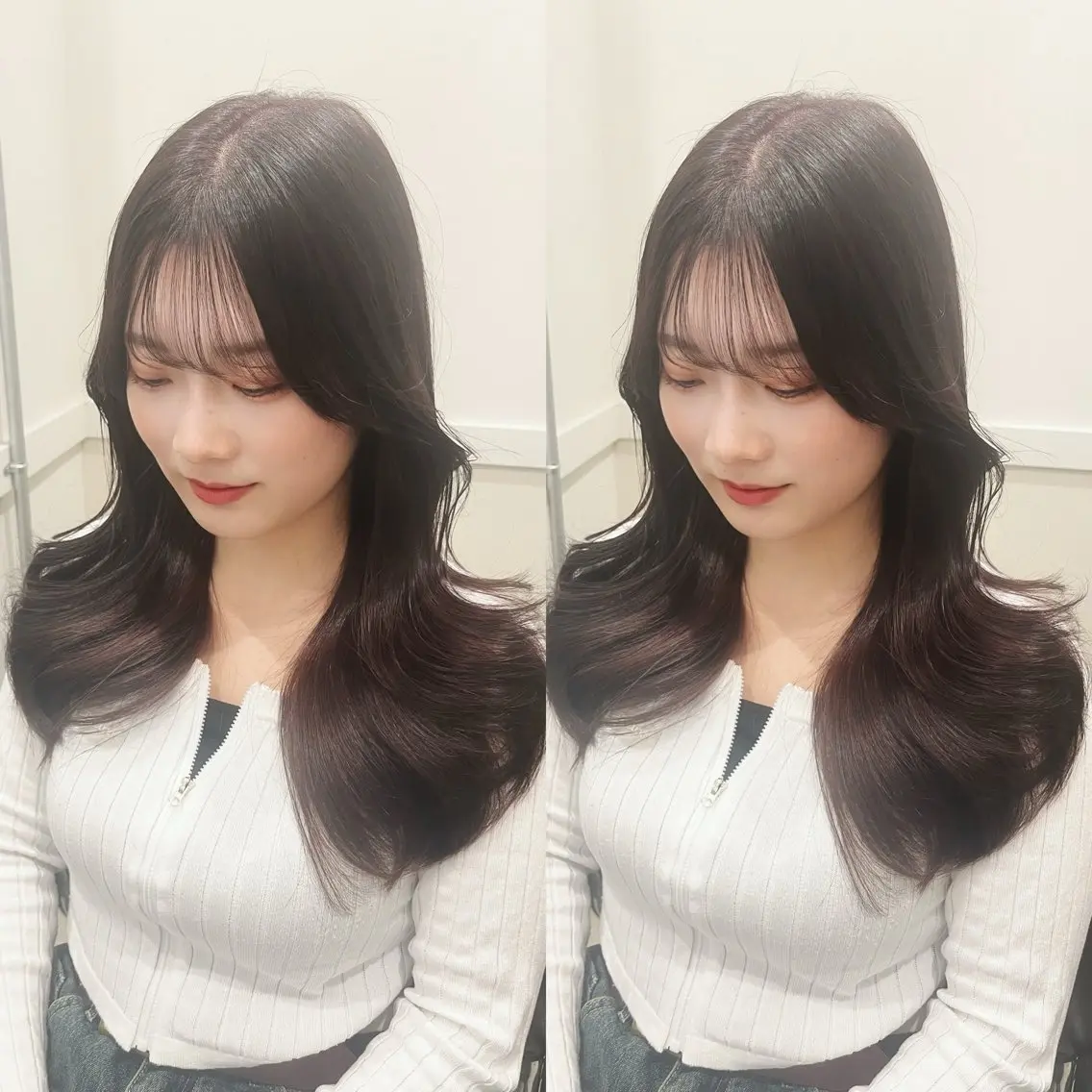 ロング カット ヘアカラー 縮毛矯正/髪質改善 カラー/レイヤーのヘアスタイル