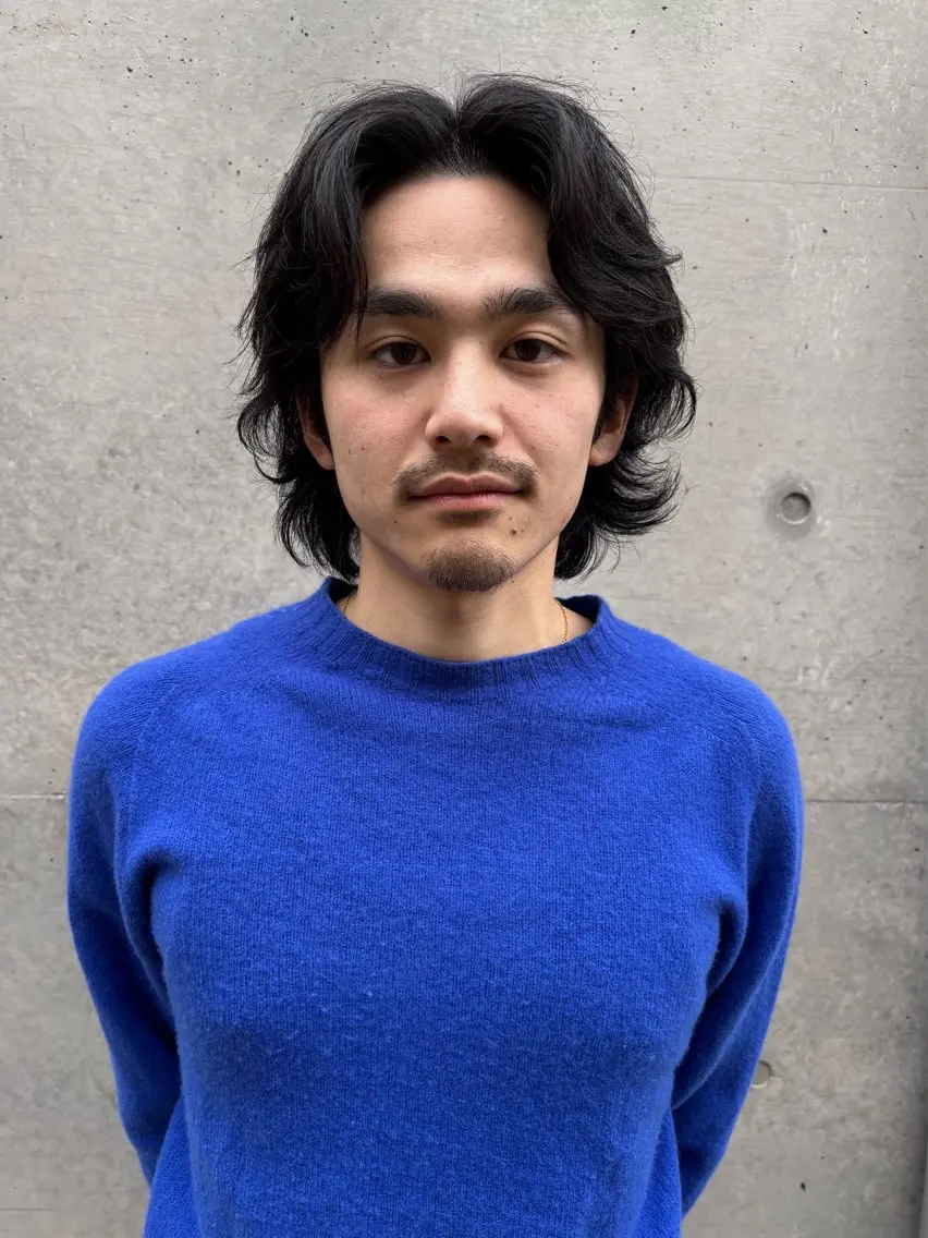 ミディアム カット パーマ メンズ専門ブリー チカラー⚡️リュウジのヘアスタイル