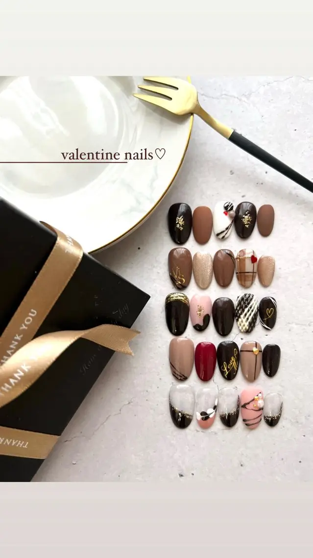 ネイル バレンタイン ハンドネイル miho meléanailのネイルデザイン