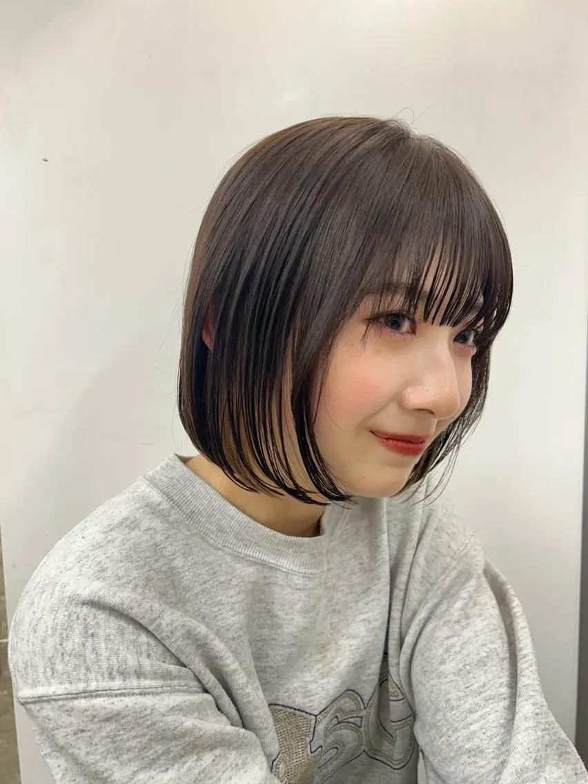 ミディアム ヘアアレンジ ボブ 外ハネヘア 縮毛矯正 ボブ/レイヤー/縮毛 池袋/美容師♡ゆいかのヘアスタイル