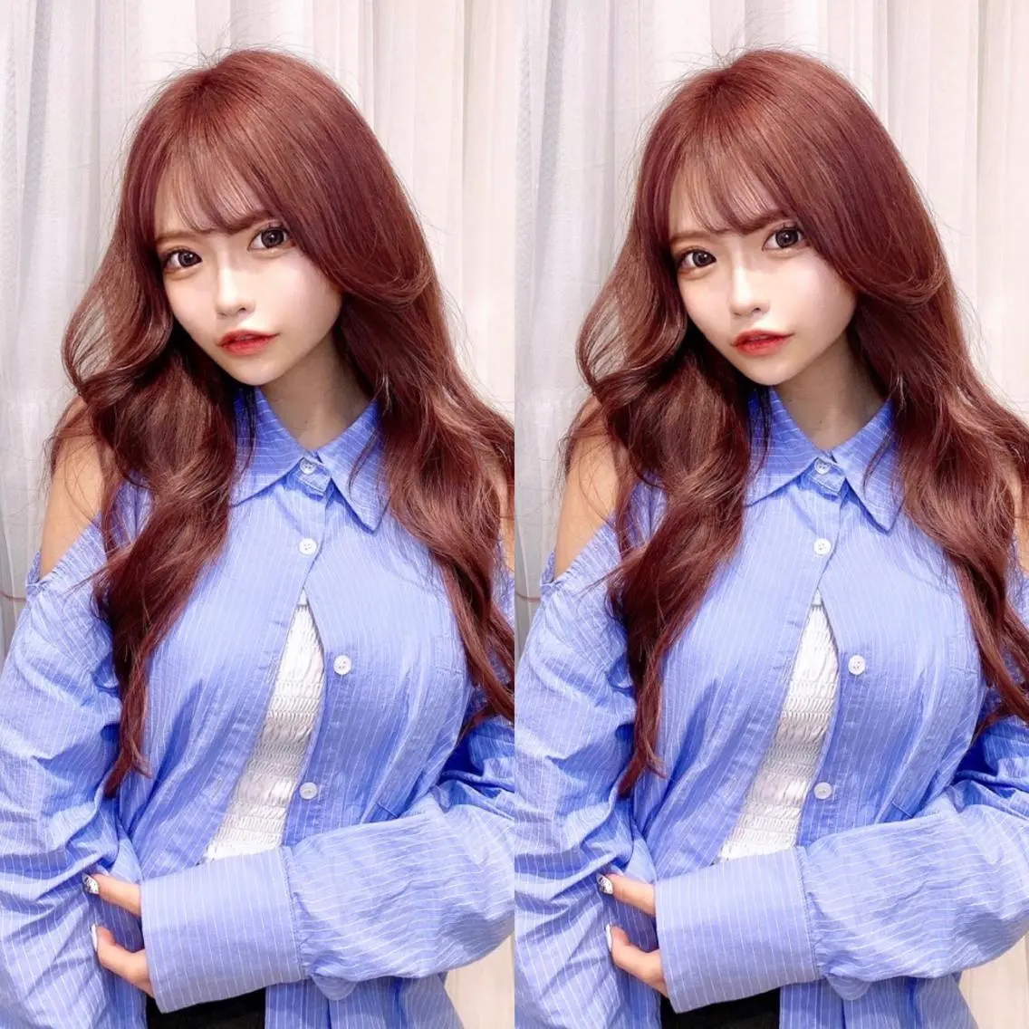 セミロング カラー ベージュカラー ブリーチ ダブルカラー ピンクカラー ピンクベージュ 髪質改善ストレート 韓国風レイヤー池袋のヘアスタイル
