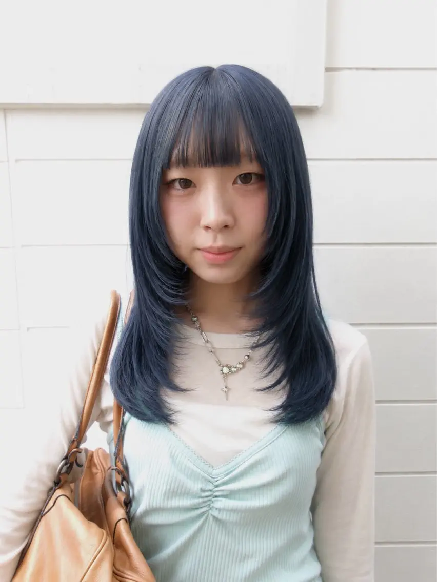 セミロング カラー カット ヘアカラー トリートメント MIMI🌻໋᳝݊ 個性派カラー⑅ ⸝꙳のヘアスタイル
