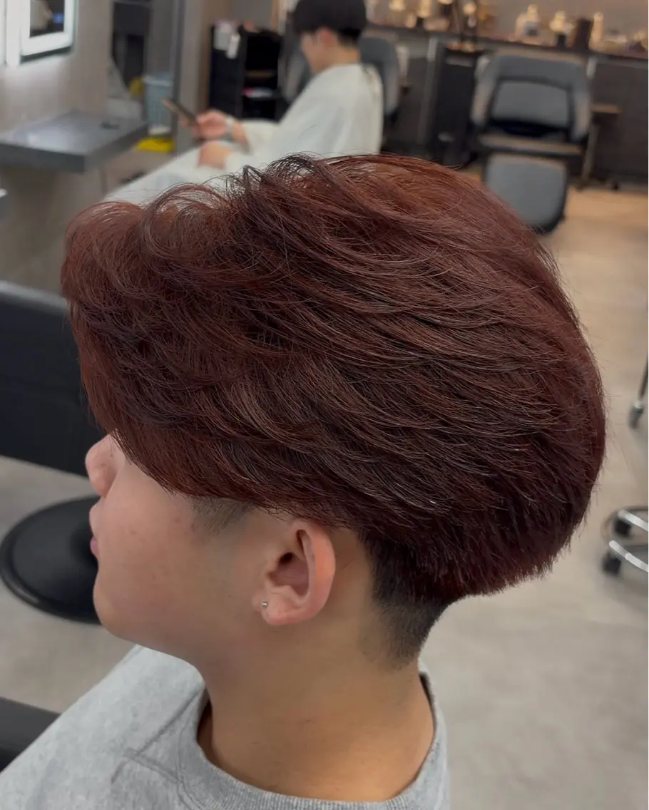 ミディアム レッドブラウン カット ヘアカラー ヘアセット 【札幌メンズ特化】 🔥RIKU🔥のヘアスタイル