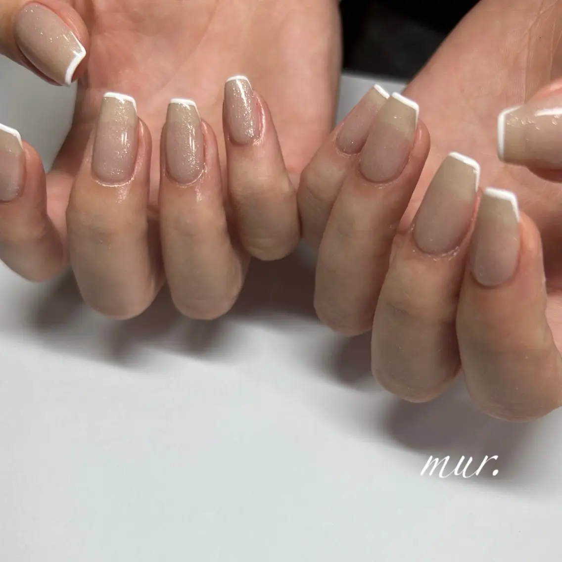 ネイル フレンチネイル ジェルネイル ラメ(グリッター) オフィスネイル ワンカラーネイル nailsalon mur.のネイルデザイン