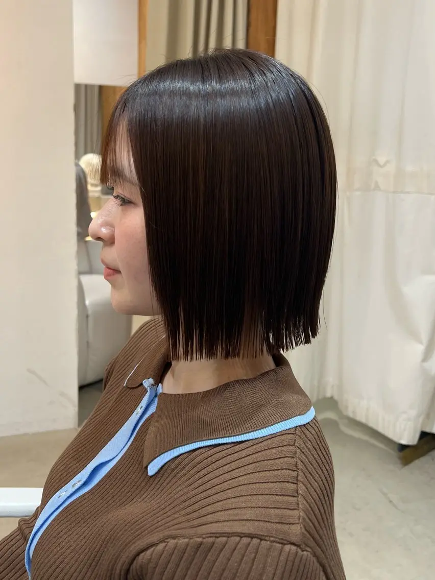 ミディアム ボブ 縮毛矯正 カット 縮毛矯正 トリートメント un ジュリアのヘアスタイル