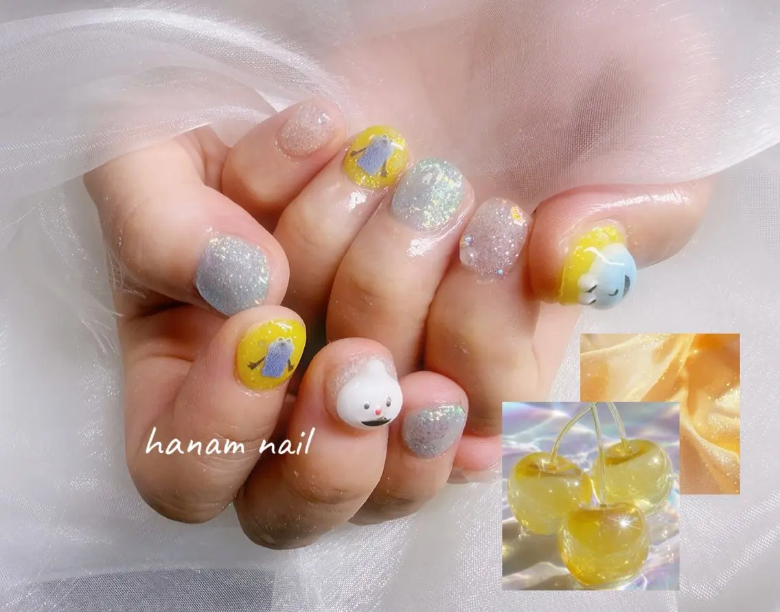 ネイル ハンドネイル hanam nail 🌿🩵ハナムネイルのネイルデザイン