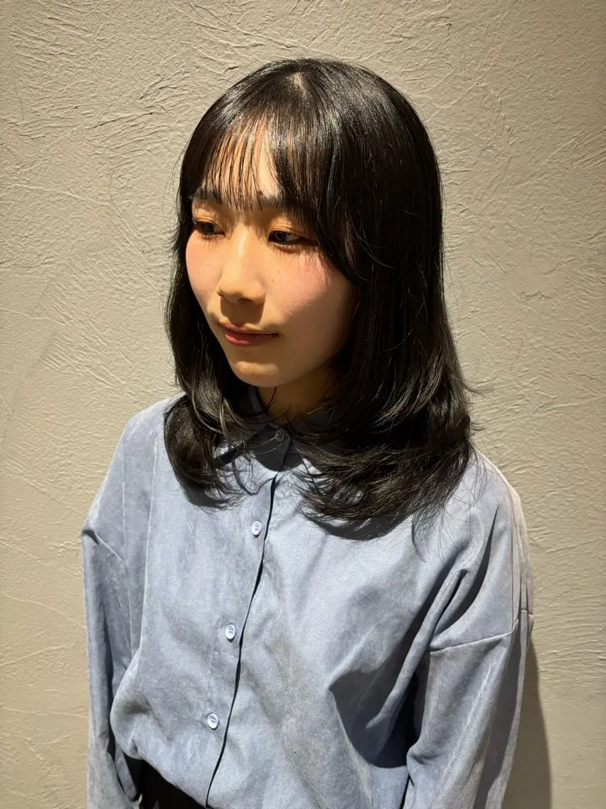 ミディアム レイヤーカット ヘアカラー MAKI/名駅/ セット/透明感カラーのヘアスタイル