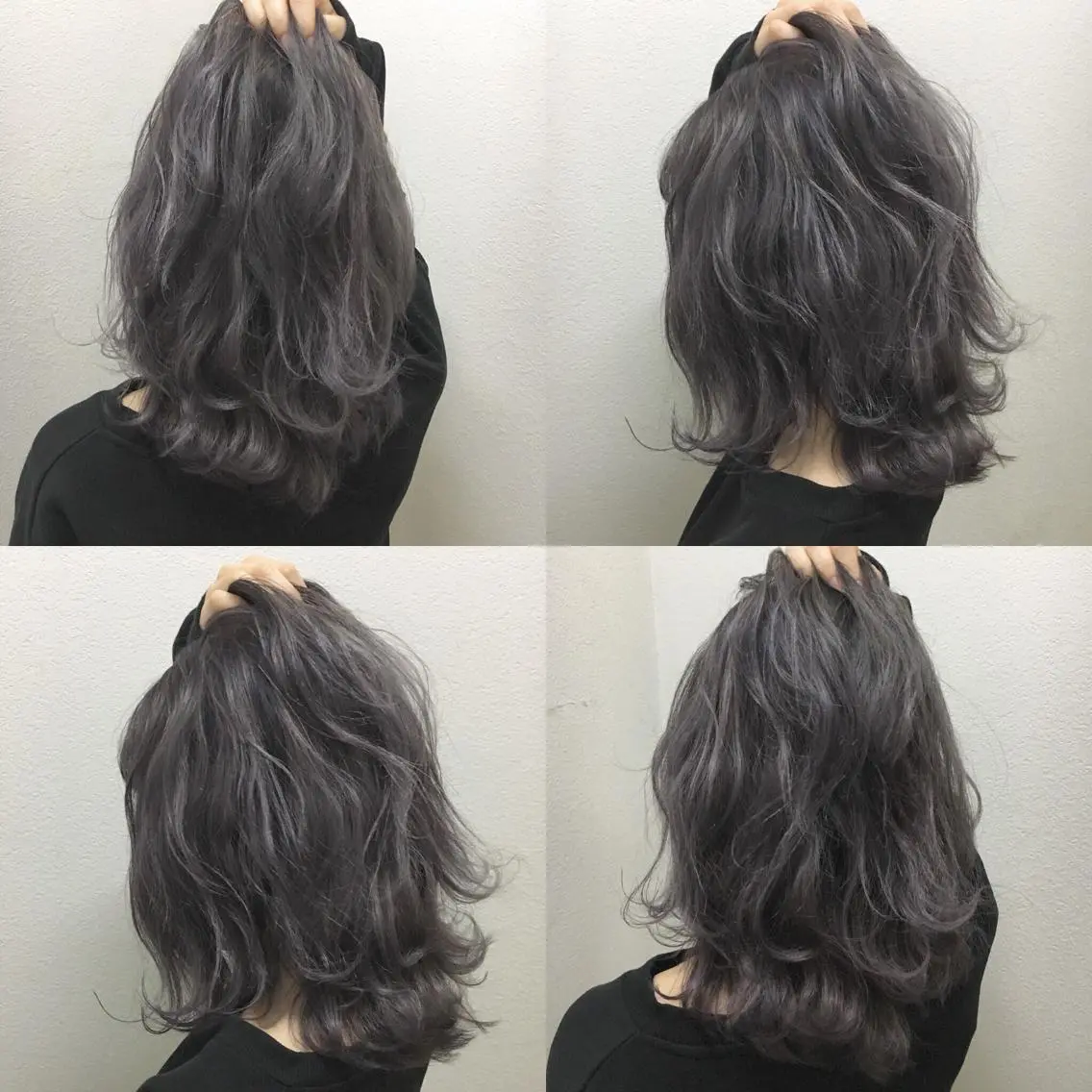 ミディアム カラー アッシュ ブリーチ 透明感カラー ダークグレー ダークグレージュ JILBLAN京都 ショート/ハイライトのヘアスタイル
