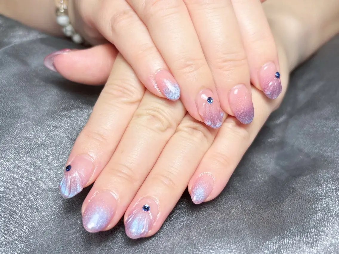 ネイル ハンドネイル H3 Nail Tsuki🦋💙のネイルデザイン