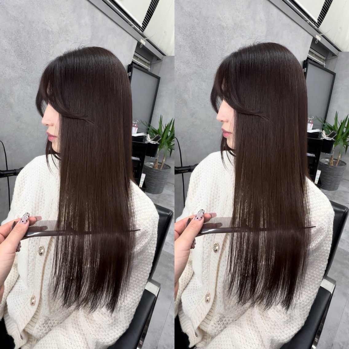 ロング カット ヘアカラー トリートメント 福西 司のヘアスタイル