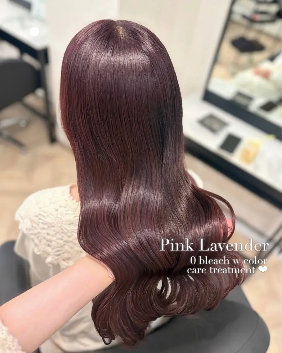 ロング カラー ブリーチ ダブルカラー ラベンダーカラー ブリーチなしカラー ピンクカラー カット ヘアカラー 𝒎𝒐𝒆🩰 名駅/ヘアメ/暖色♡のヘアスタイル
