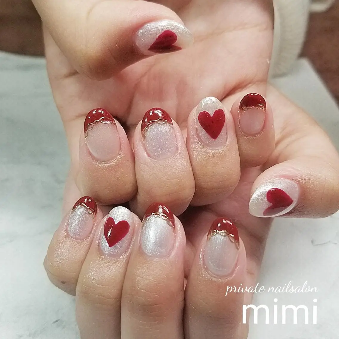 ネイル ハート ハンドネイル 博多ネイル ｍｉｍｉのネイルデザイン