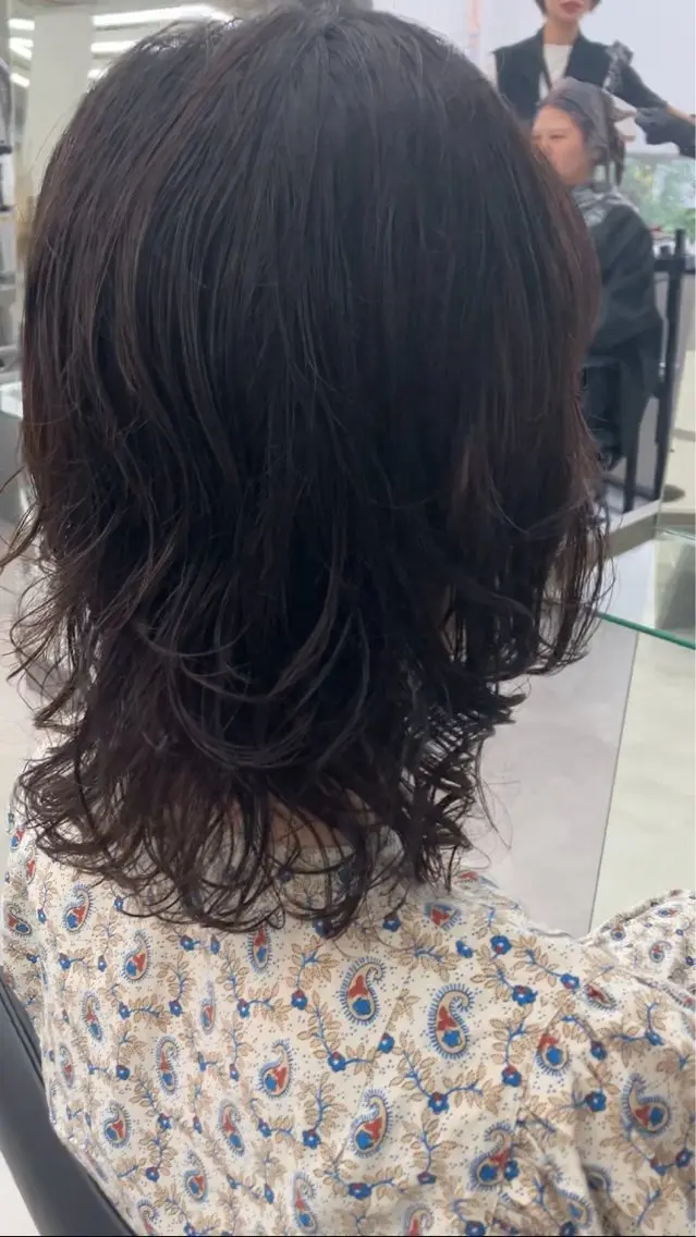 セミロング パーマ カット パーマ トリートメント 韓国エクステ／羽エク ダブルスキル💛のヘアスタイル