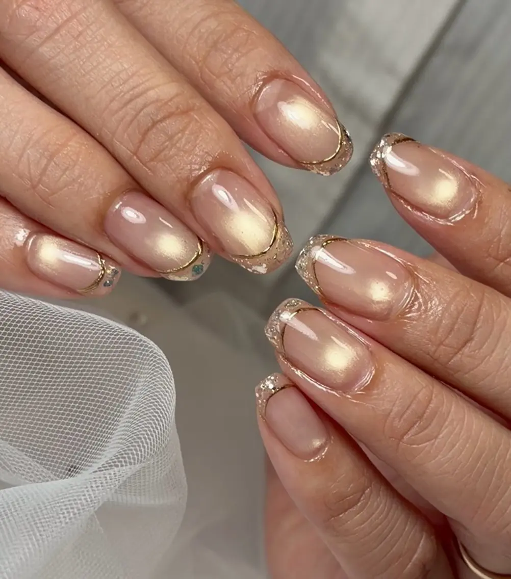 ネイル フレンチネイル ガラスフレンチ 持ち込み シンプルネイル Eclat. Nailのネイルデザイン