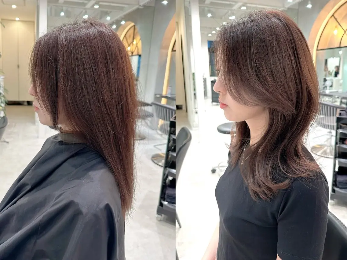 ミディアム 顔まわりレイヤー 顔周りカット レイヤーカット 北上尾/ショート/ 後藤 朔哉のヘアスタイル