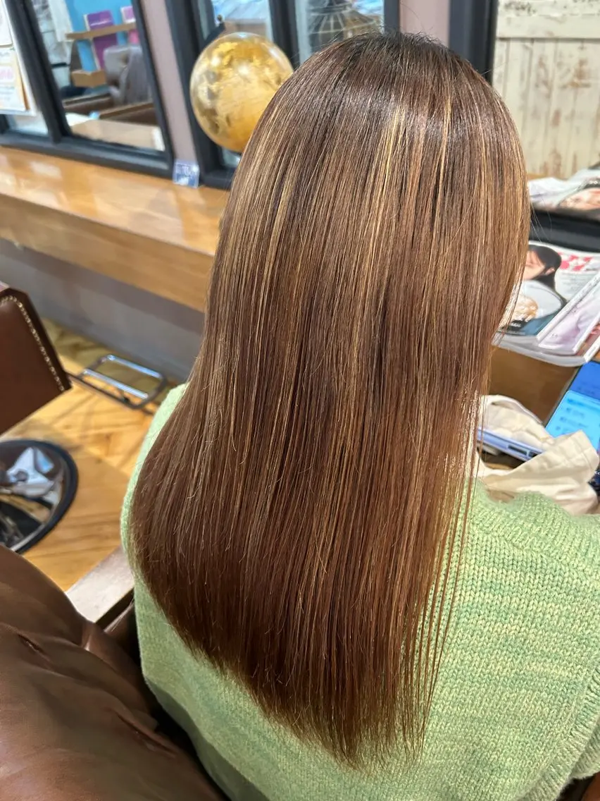 セミロング 縮毛矯正 原野 実優羽のヘアスタイル