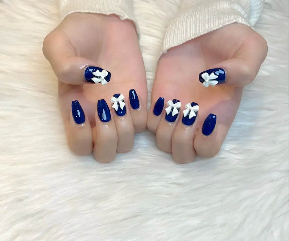 ネイル リボン Lino+ ネイル&よもぎ蒸しのネイルデザイン