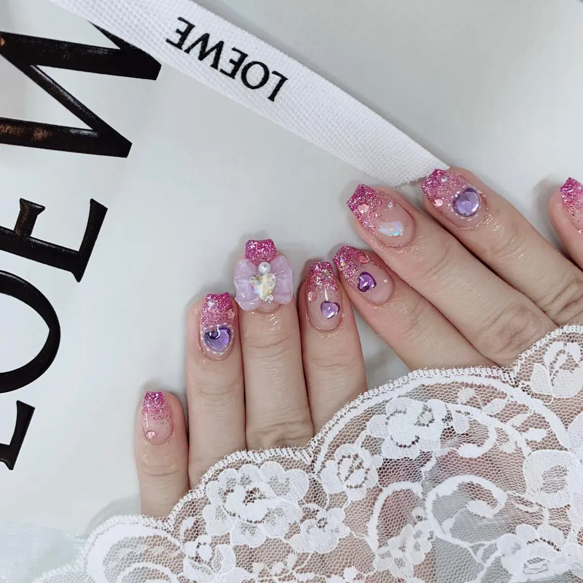 ネイル リボン ハンドネイル La neige* yuki 🐩🌙のネイルデザイン