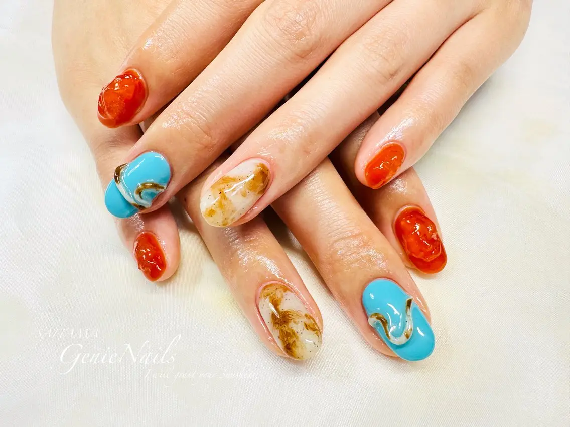 メンズ ネイル ハロウィン アートネイル フットネイル ハロウィン メンズネイル Genie Nailsのネイルデザイン