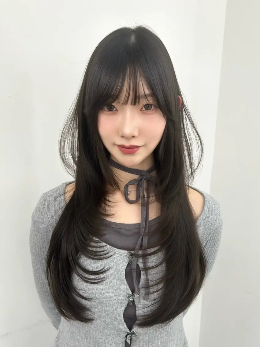 ロング カラー 透明感カラー 韓国風ヘア トリートメント カット ヘアカラー トリートメント 韓国ヘア/顔周り ヘアセット/加藤優里のヘアスタイル