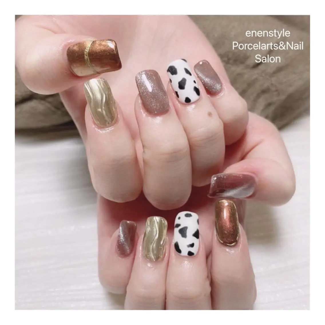 ミディアム ネイル ハンドネイル 🐾enen style 🐾のネイルデザイン