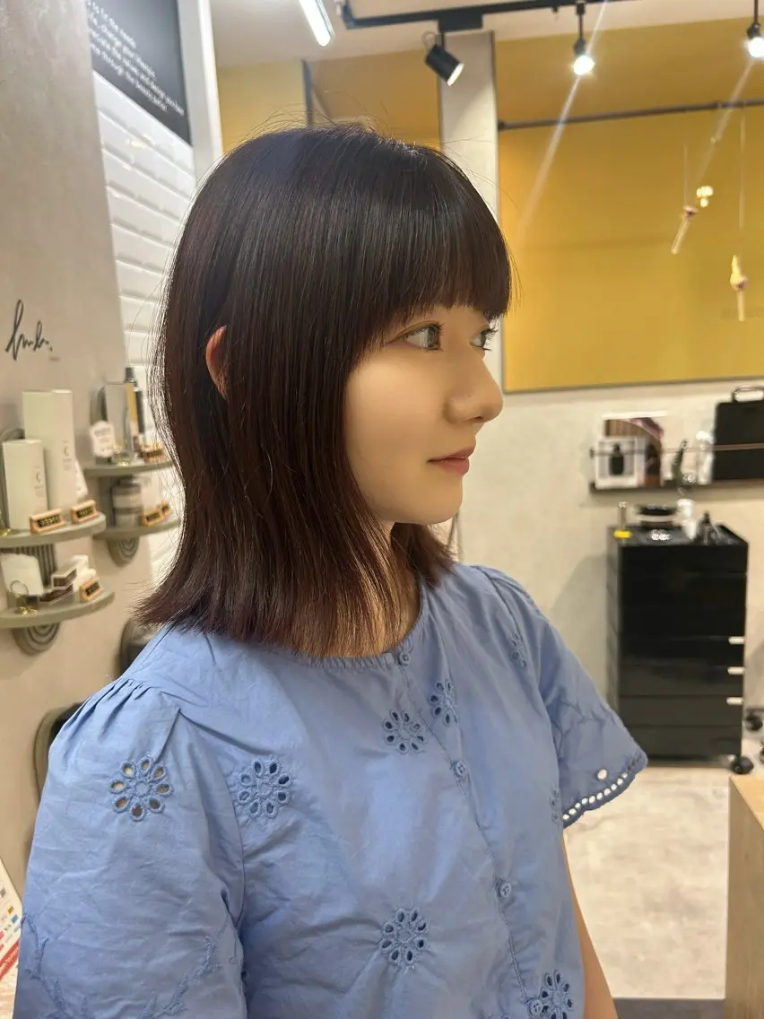 ミディアム カラー 外ハネヘア カット ヘアカラー トリートメント hub hair レイヤー/透明感のヘアスタイル