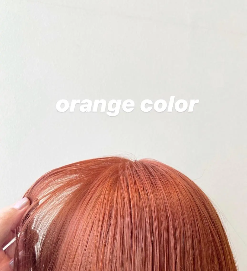 ミディアム カラー 透明感カラー ダブルカラー オレンジ 木下 奈々のヘアスタイル