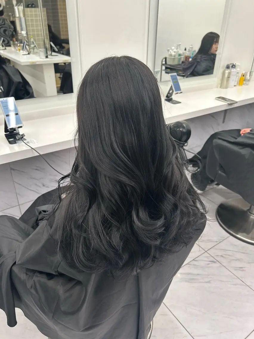 ロング カラー パーマ ヘアアレンジ メンズ キッズ ブリーチなしカラー/ ブラウン/レイヤーのヘアスタイル