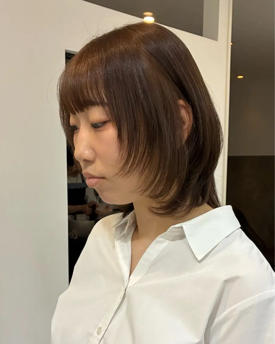 ミディアム レイヤーカット 縮毛矯正 カット ヘアカラー 縮毛矯正 柴田真衣 /ナチュラル/半個室のヘアスタイル