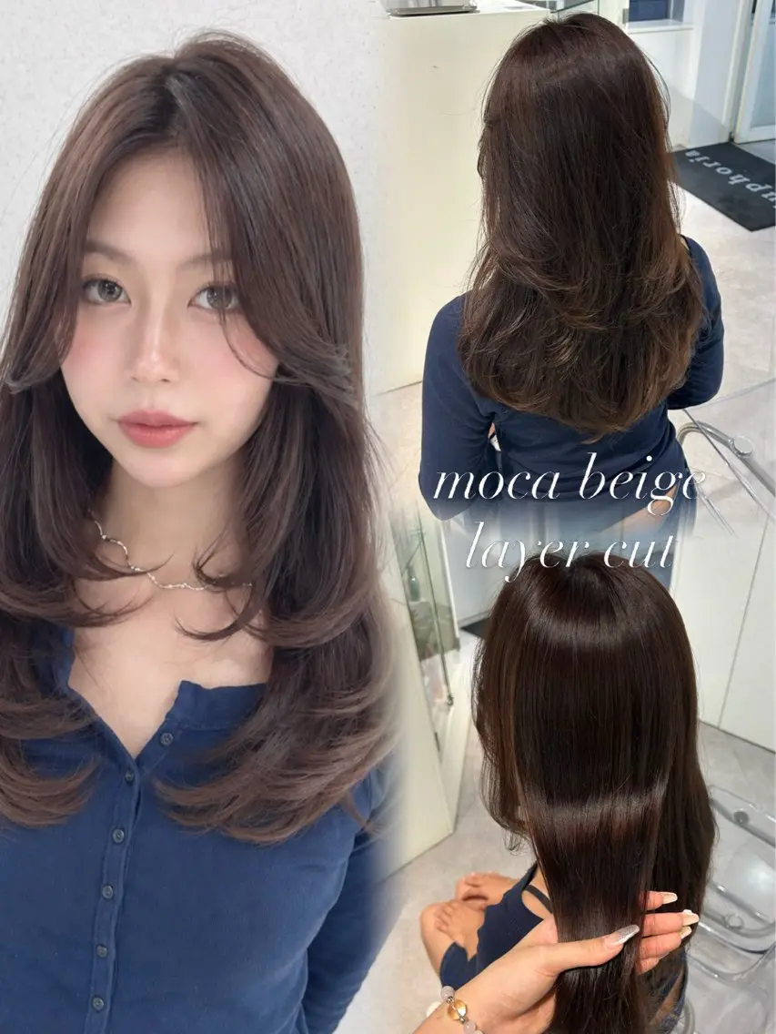 ミディアム カラー ベージュカラー ブリーチ 透明感カラー モカベージュ ブリーチなしカラー カット ヘアカラー トリートメント 🤍韓国うる艶カラー 髪質改善YUKI🤍のヘアスタイル