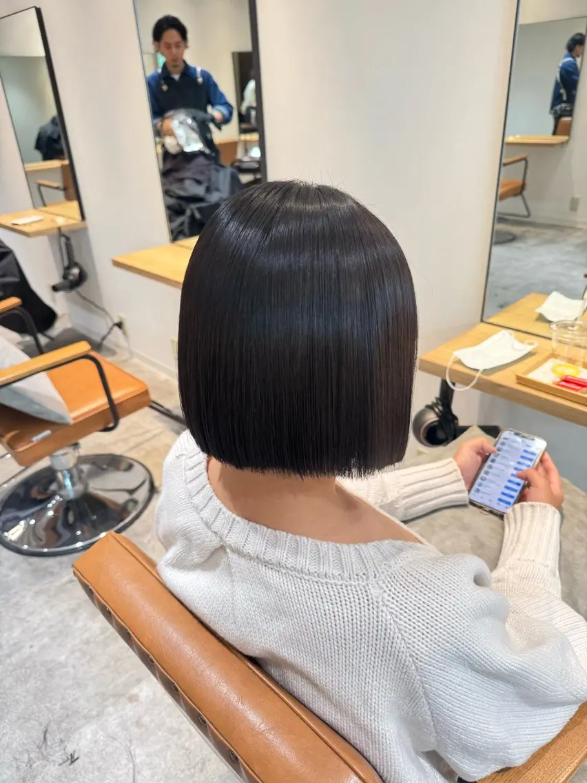 ショート パーマ ボブ 髪質改善 縮毛矯正 カット 縮毛矯正 オスズ 🎀´-のヘアスタイル