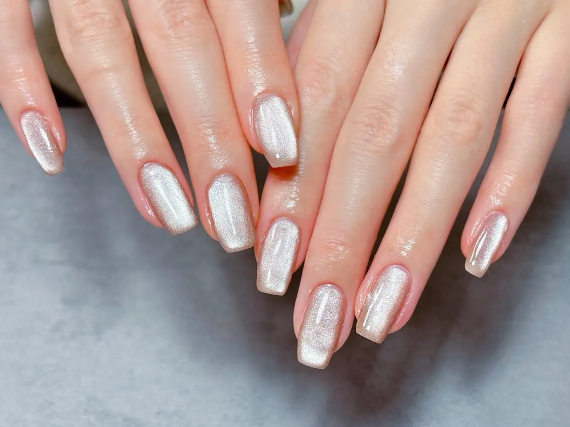 ネイル アートネイル マグネットネイル ピンク ピンクベージュ 冬ネイル ハンドネイル ハンドケア 💫ゆか_ Nailartistのネイルデザイン