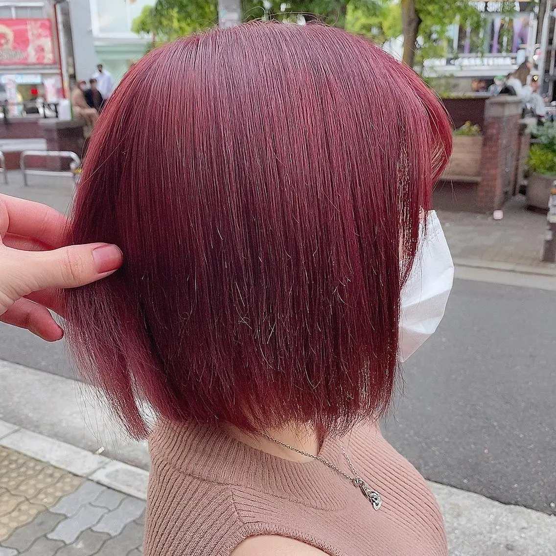 ショート カラー レッドカラー ⚡️下園あゆむ⚡️ レイヤーウルフ/韓国のヘアスタイル