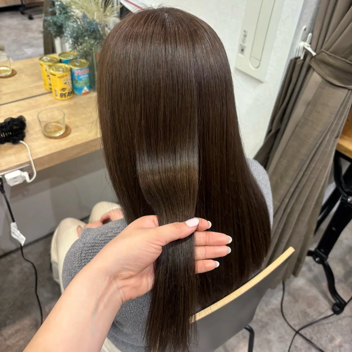 セミロング カラー 銀座：似合わせカラー オリーブ🫒アレンジのヘアスタイル