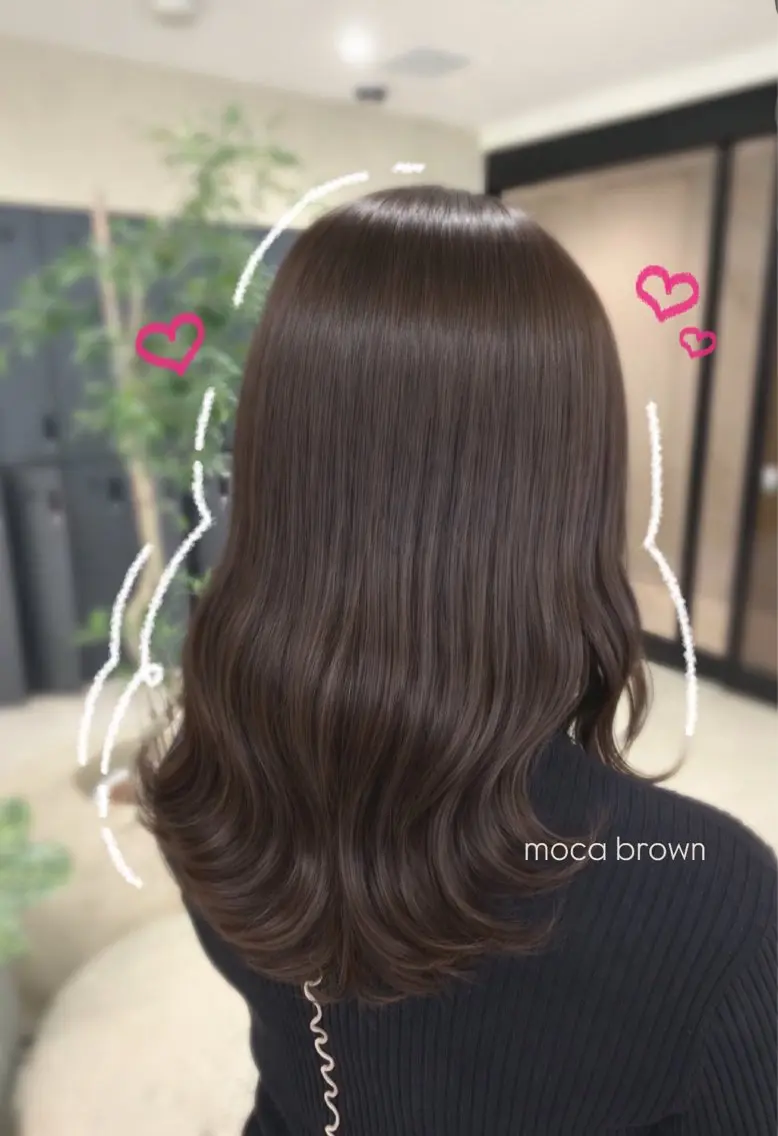 ミディアム カラー ブラウンカラー モカブラウン 髪質改善 トリートメント カット ヘアカラー 縮毛矯正 トリートメント 白石 愛奏のヘアスタイル