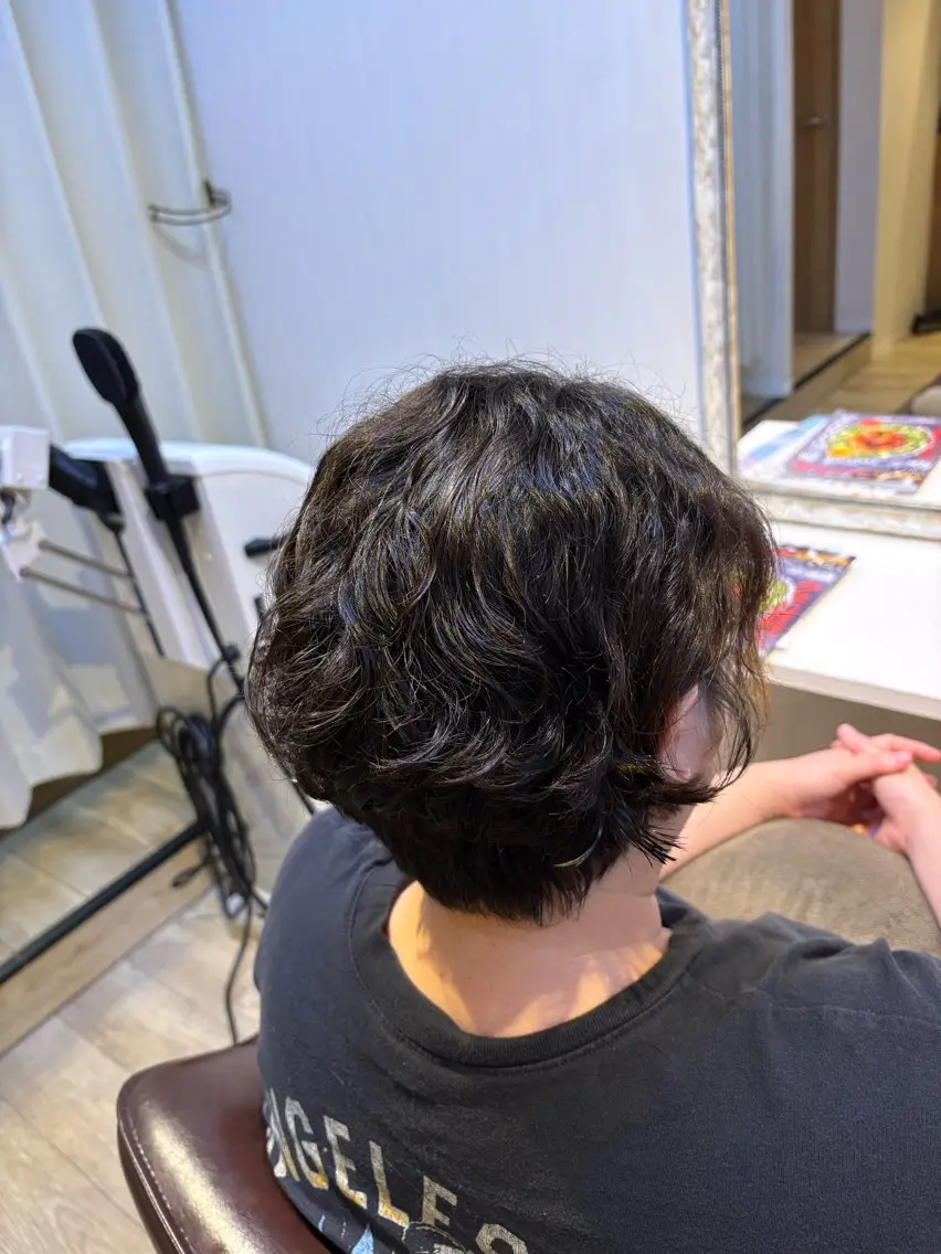 ショート パーマ くせ毛 カット パーマ 上川畑 つかさのヘアスタイル