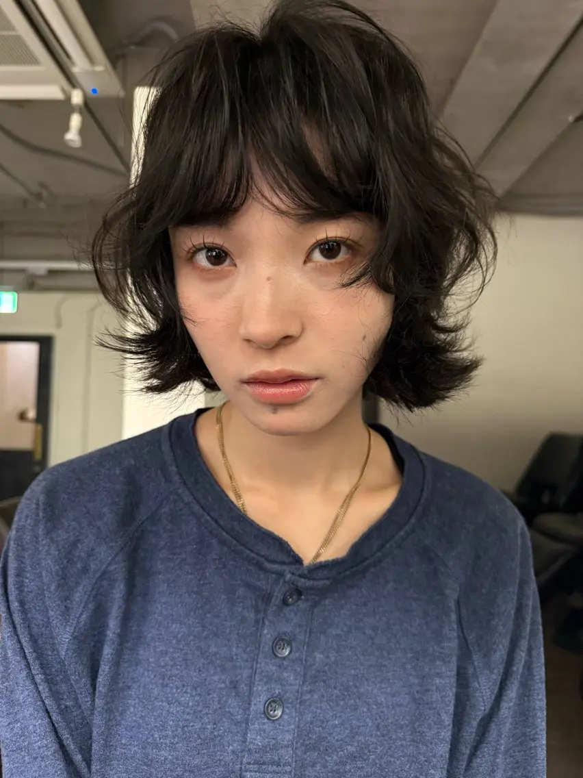 ショート パーマ ボブ ニュアンスパーマ カット パーマ トリートメント 森貴裕/ベージュ/ パーマ/オリーブのヘアスタイル