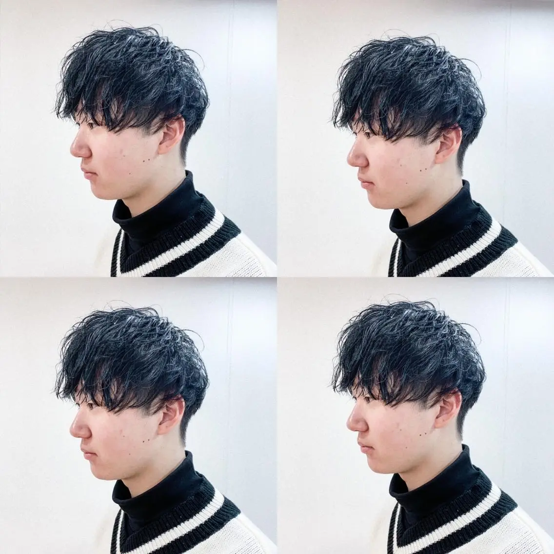 ショート カラー パーマ ヘアアレンジ メンズ メンズパーマ 黒髪 ブルーカラー ブルーブラック メンズスタイル ly本厚木のヘアスタイル