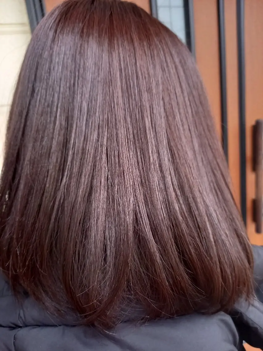 ミディアム ピンクブラウン ヘアカラー トリートメント 上原 嘉代子のヘアスタイル