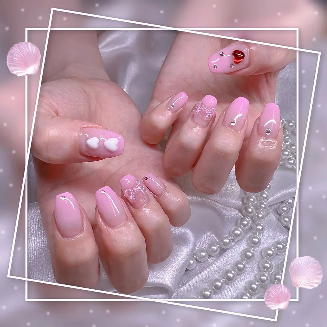 ネイル フレンチネイル キラキラネイル 韓国ネイル マグネットネイル マグネットフレンチ ハンドネイル Chill Nailsalonのネイルデザイン