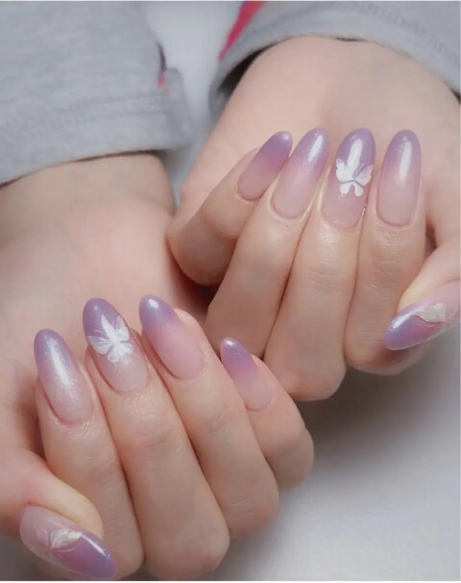 ネイル オーロラネイル 長さ出し フットネイル 韓国ネイル ラメ(グリッター) ハンドネイル THUMBS UP NAILのネイルデザイン