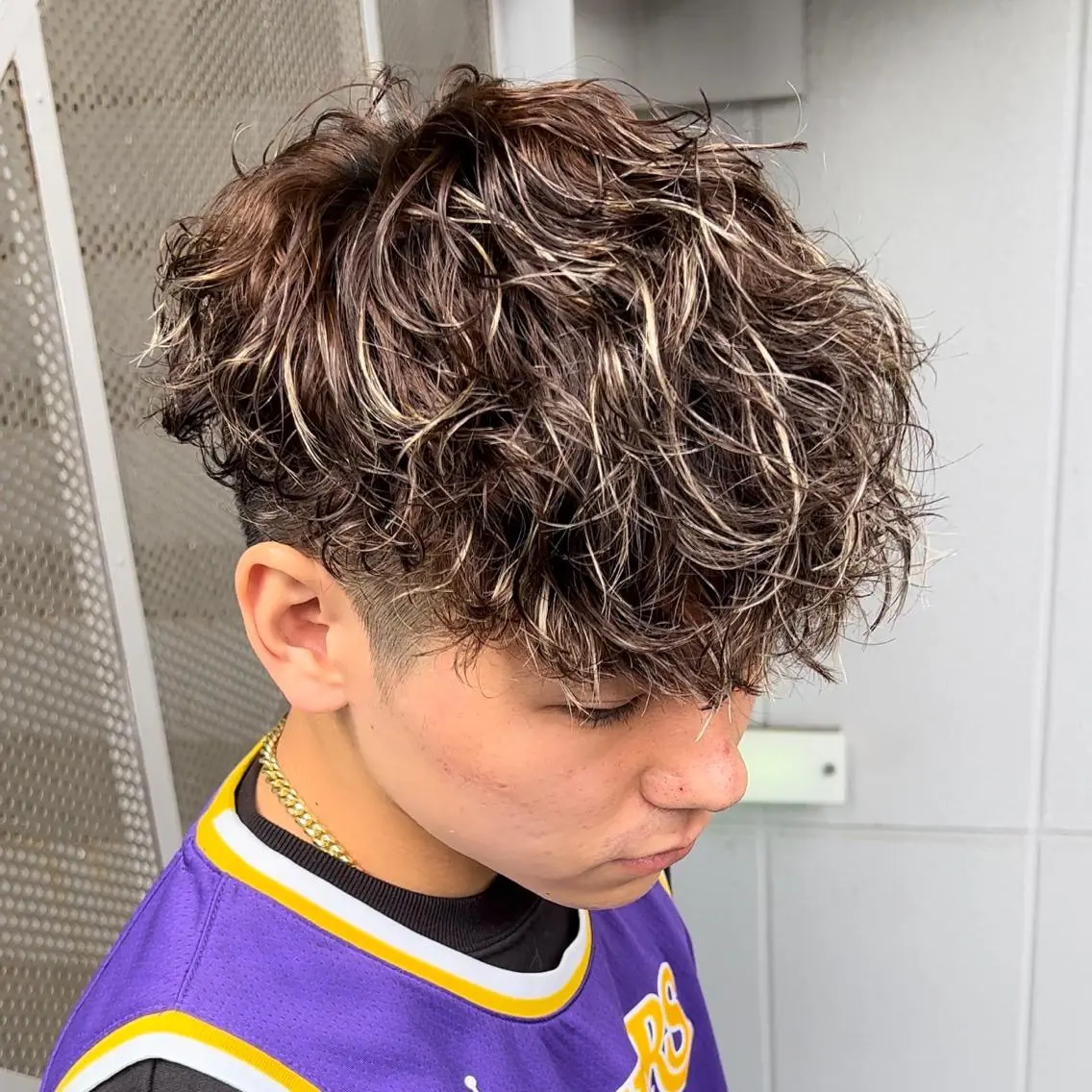 ショート パーマ メンズ メンズハイライト スペインカール ハイライト 【メンズ特化美容室】 LIBERのヘアスタイル