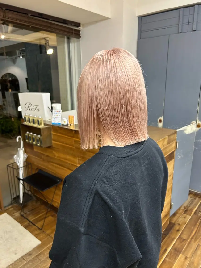 ミディアム カラー ベージュカラー ピンクカラー ピンクベージュ げん/梅田美容室 中崎町美容室のヘアスタイル