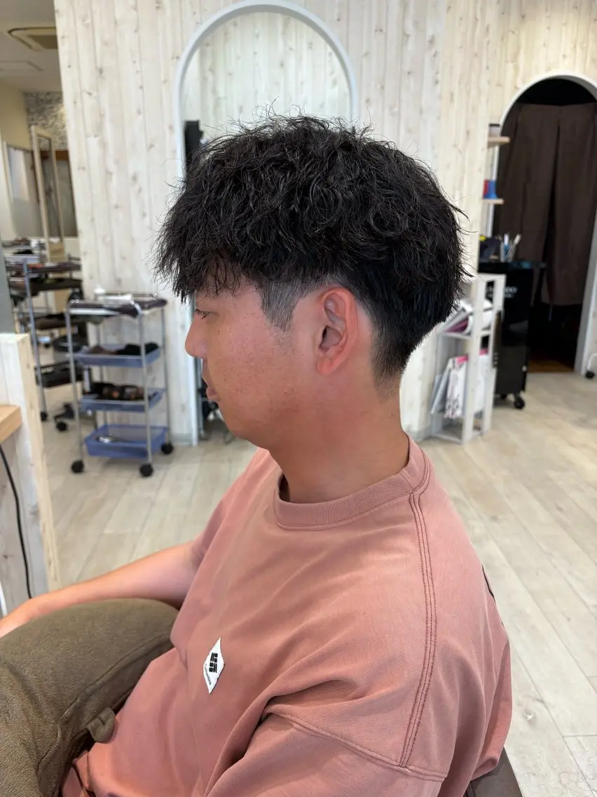 メンズ カット パーマ U24✨️0円モデル 🎀藤村音寧🎀のヘアスタイル
